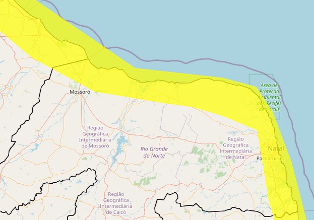 Alerta Amarelo: Ventos Costeiros intensos colocam 45 cidades litorâneas do RN em perigo potencial